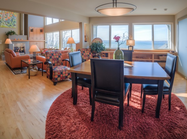 Room with a view of the water and bay Bellingham WA real estate living room